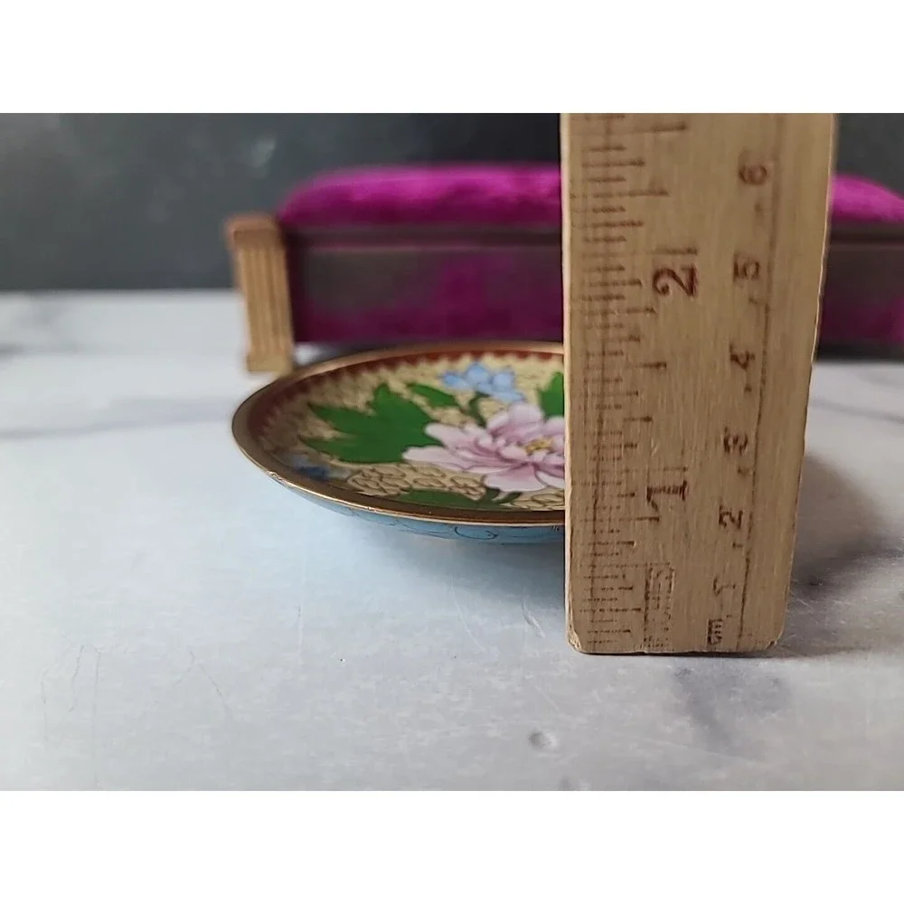 Vintage Cloisonne Floral Saucer Plate